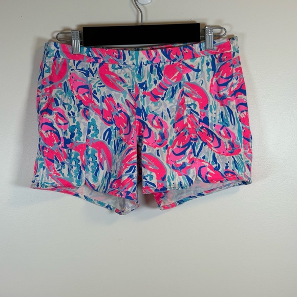 Lilly Pulitzer Hazelle Cosmic Coral Stretch Shorts Pink Lobster Print, Size 8 - Picture 2 of 7